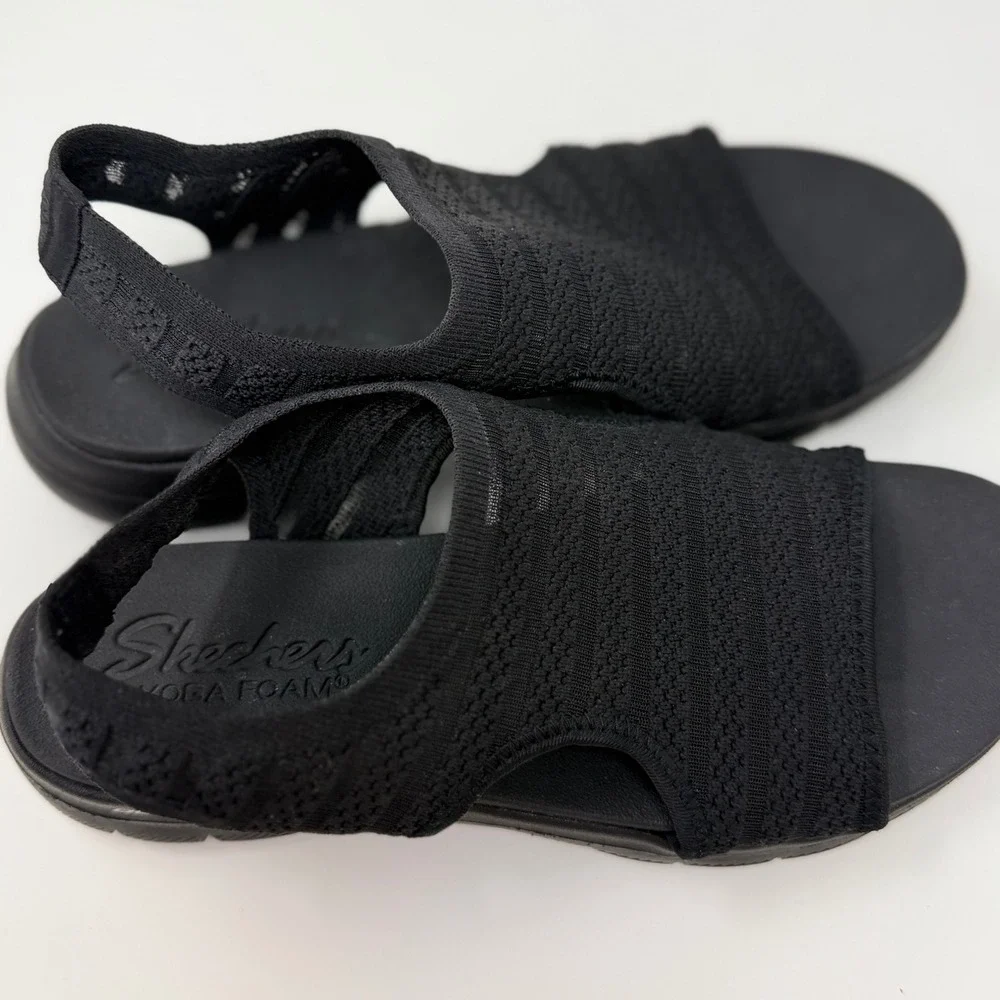 Skechers Cali Flex Appeal Women's 9 Black Yoga Foam Dual-Lite Slingback Sandals